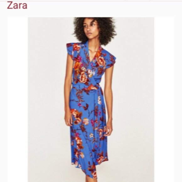 Zara Dresses Zara Floral Faux Wrap Dress Poshmark